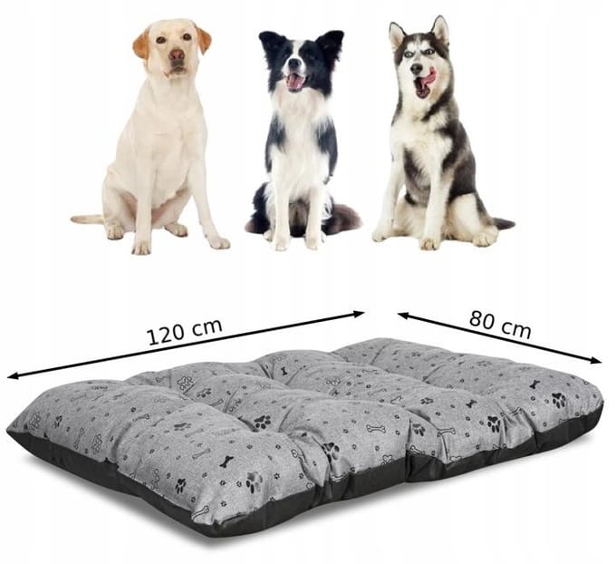 Hondenbedkussen PRESTIGE 80x60 cm waterdicht zilveren botten