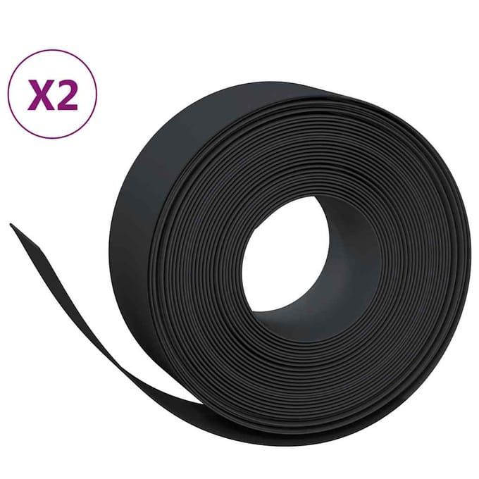 vidaXL - Tuinranden - 2 - st - 10 - m - 20 - cm - polyetheen - zwart