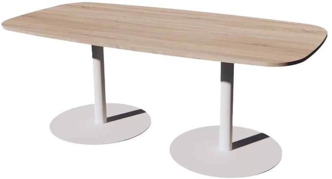 Linesto Vergadertafels Deens Ovaal 200cm breed 100 cm diep Framekleur Wit Bladkleur Robson Eiken
