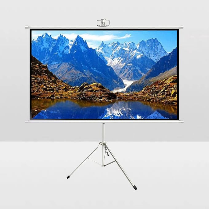 Projectiescherm met standaard - Mobiel scherm - Thuisbioscoop maken - Draagbaar en opvouwbaar - 60 inch - Wit