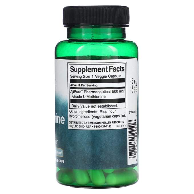 L-Methionine met Ajipure, 500 mg, 60 Vegetarische Capsules