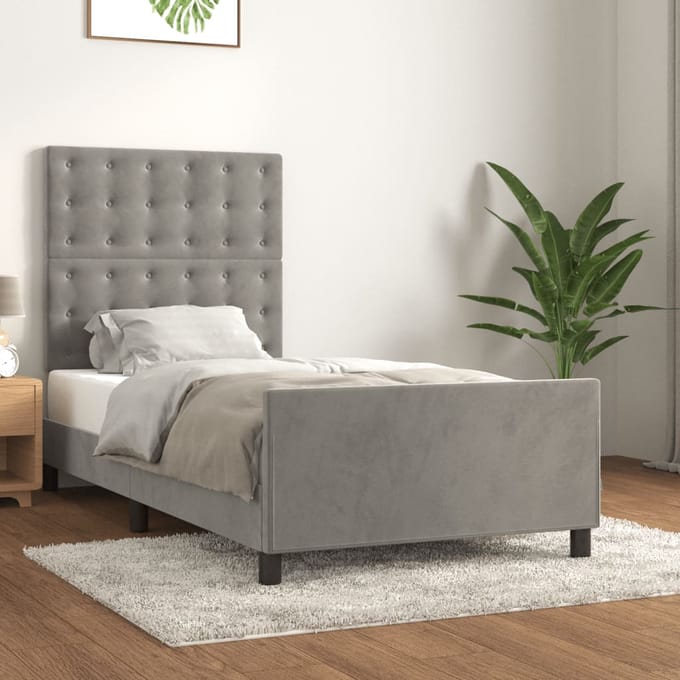 vidaXL - Bedframe - zonder - matras - 80x200 - cm - fluweel - lichtgrijs