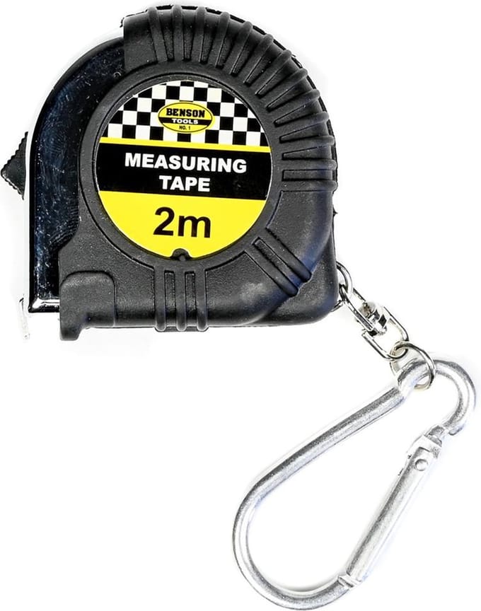 Benson Rolbandmaat met karabijnhaak - Rubber - 2 meter x 6 mm