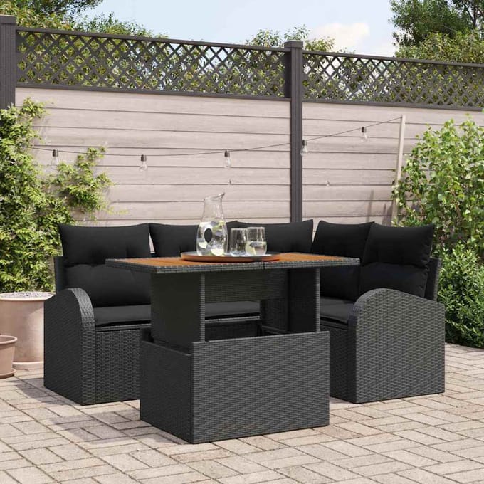 vidaXL - Tuinbank - Set - 5 - st - Zwart