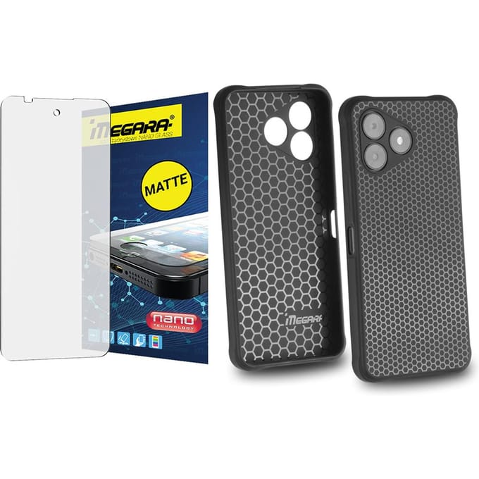 Mat Hybride Glas voor Hammer Blade VA 5G - 6,56  + Zwart TPU Hoesje