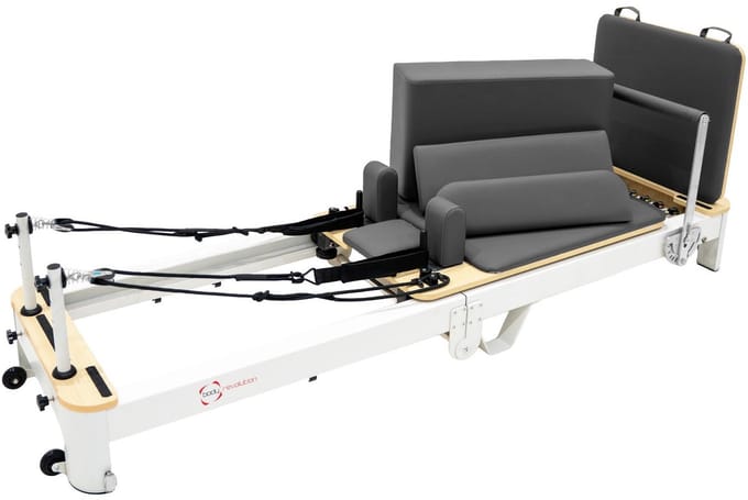 Pilates machine aluminium - wit - 232cm d - met springbord