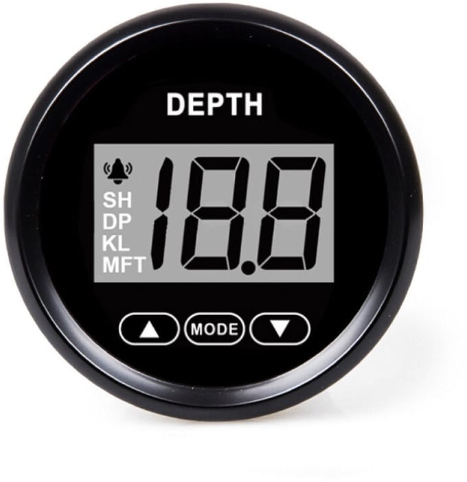 Hollex zwarte Dieptemeter 9-32V Ø59mm inclusief Spiegeltransducer