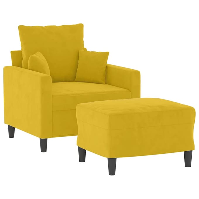 vidaXL - Fauteuil - met - voetenbank - 60 - cm - fluweel - geel