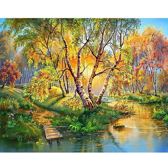 5d bricolage diamant peinture point de croix paysage résine diamant broderie diamant Moasic couture 20X30CM yellow