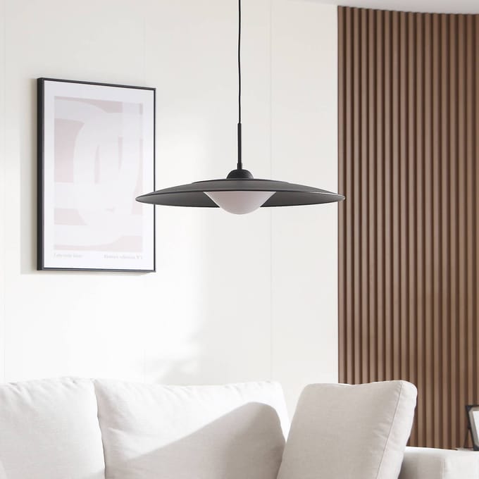 Lucande LED hanglamp Foco, zwart, metaal, Ø 50 cm