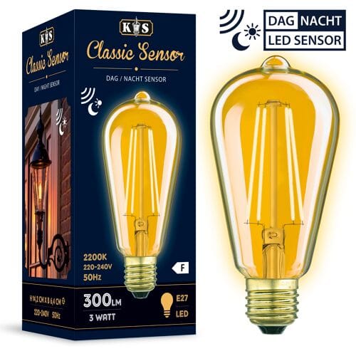 KS Verlichting - Klassiek - Spiral - Led lamp - E27 - lichtbron - lichtsensor - schemerschakelaar - sensor - 2200K