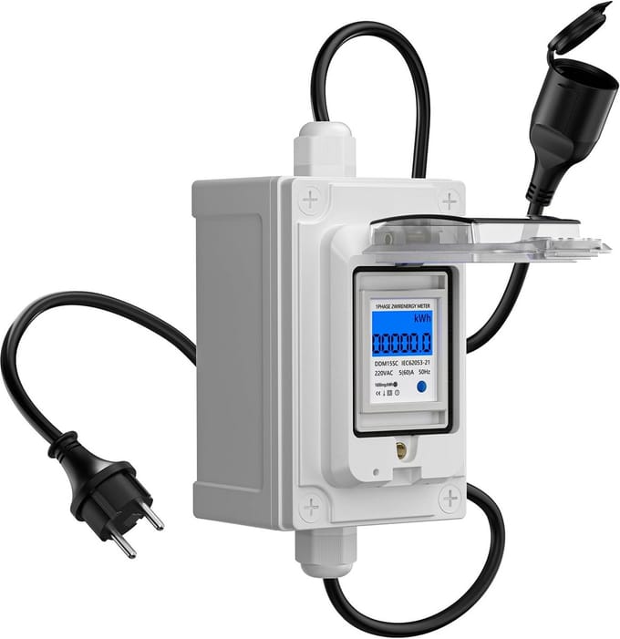 Mobiele digitale stroommeter 230V 60A IP67 KWH-teller led-stroommeter met resetfunctie