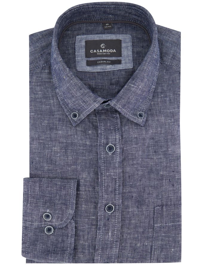 Linnen Overhemd Casa Moda blauw Casual Fit