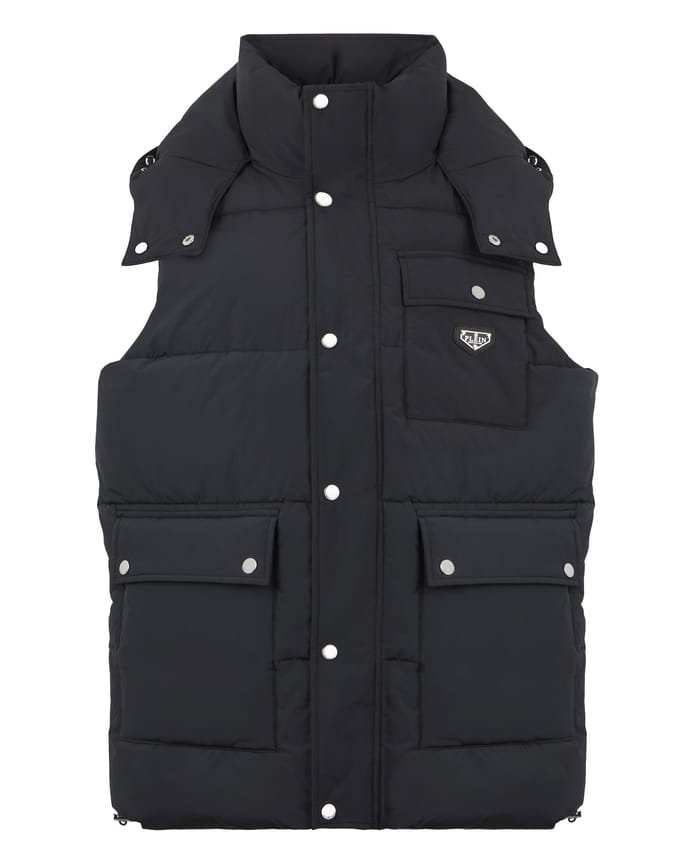 Nylon Puffer Vest Gothic Plein
