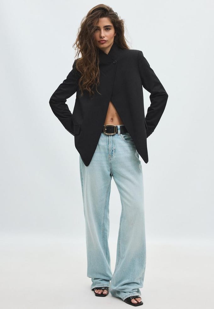 Stradivarius Asymmetrische blazer  Zwart L