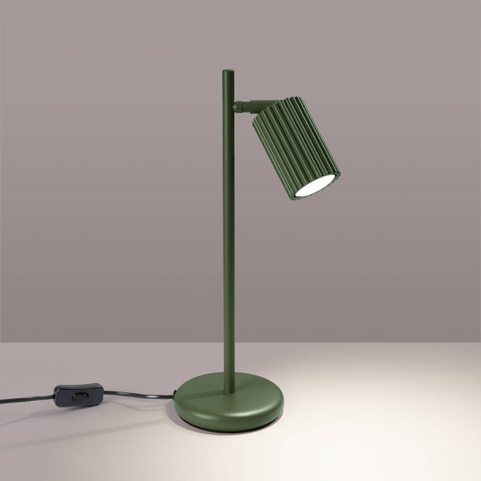 SOLLUX LIGHTING Tafellamp ALORA, hoogte 43 cm, olijfgroen, metaal, GU10