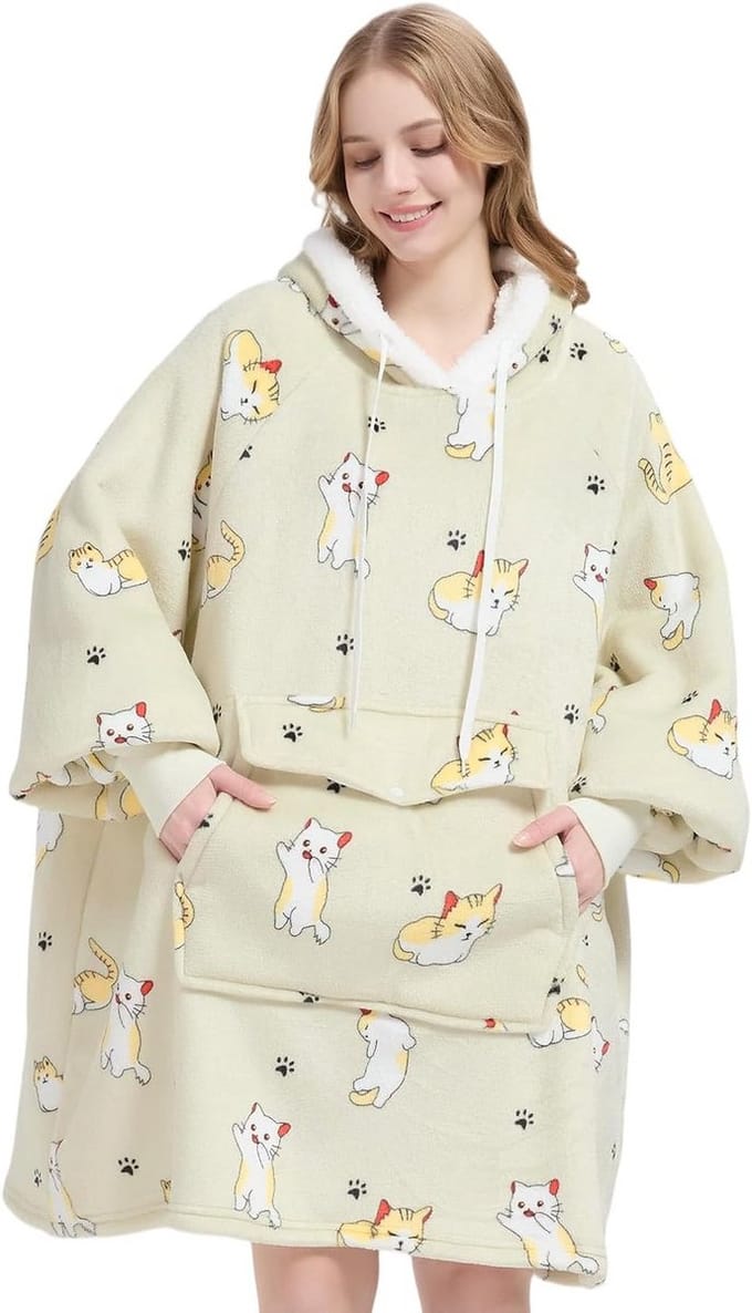 Oversized Draagbare Dekensweatshirt met Capuchon | Comfortabele Sherpa Pullover voor Dames en Heren