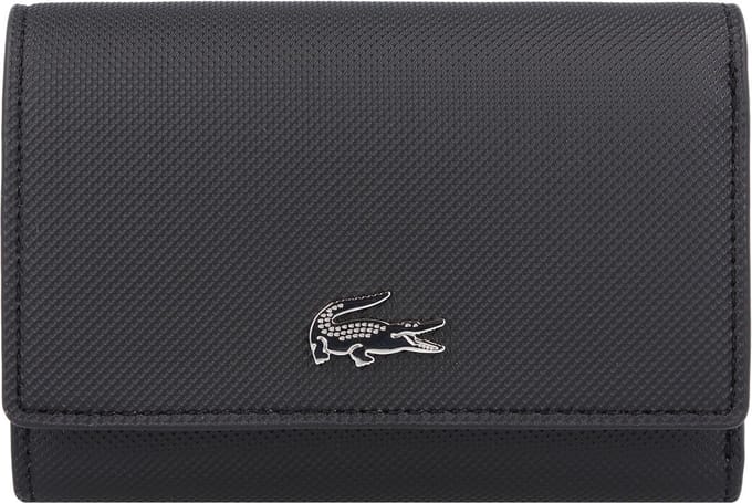 LACOSTE Portemonnee Compact Wallet Noir Krema Zwart