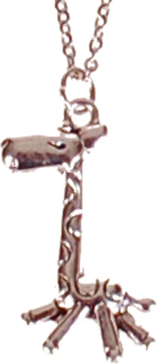 Ketting RVS 55cm - Hangertje Giraf Zilverkleurig 2,5cm
