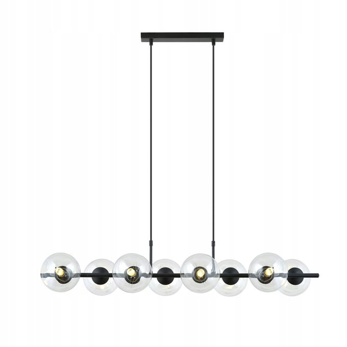 Emibig RORY 8 Transparante Hanglamp Zwart - Staal & Glas