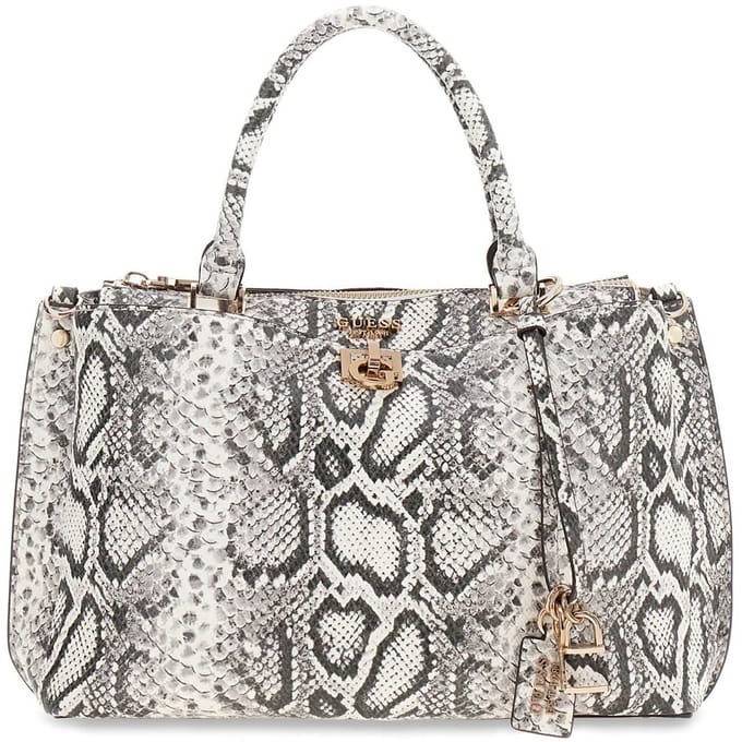 GUESS handtas schoudertas Bianca Girlfriend Satchel Natural Lichtgrijs