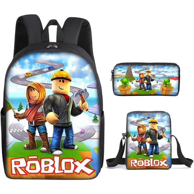 Roblox Student Schooltas Basisschool en Middelbare School Rugzak Modetrend Rugzak Drie Delig Set three-piece set (backpack + satchel + pencil case)