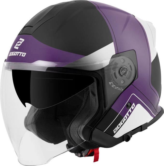 Bogotto H586 City-B Zwart Wit Paars Jethelm - Helm