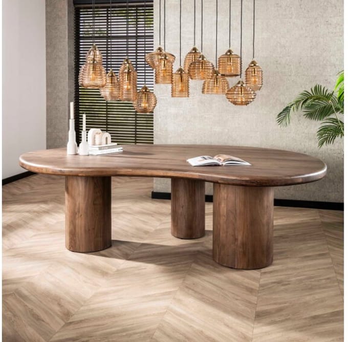 Eettafel Sculpture acacia organisch 244x165 cm - Drift browm