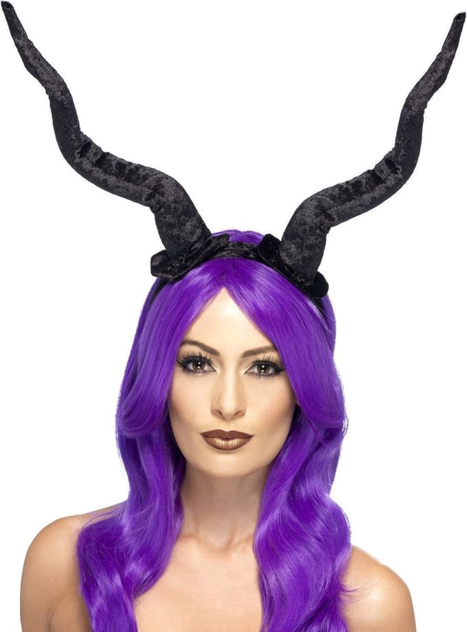 Smiffys - Demon Horns Hoorns haarband - Zwart