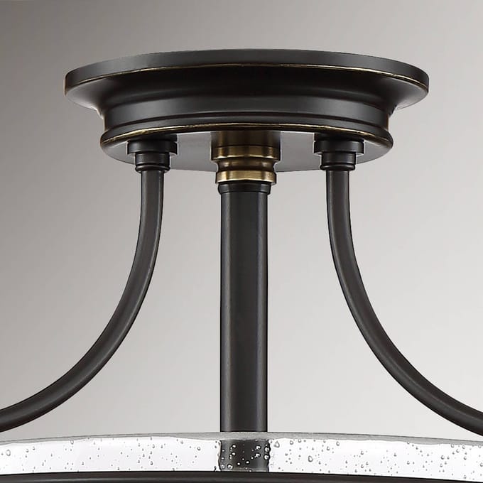 Quoizel LED Plafondlamp Griffin | 3X E27 Max 60W | Dimbaar | Palladian Bronze with Weathered Brass Accents