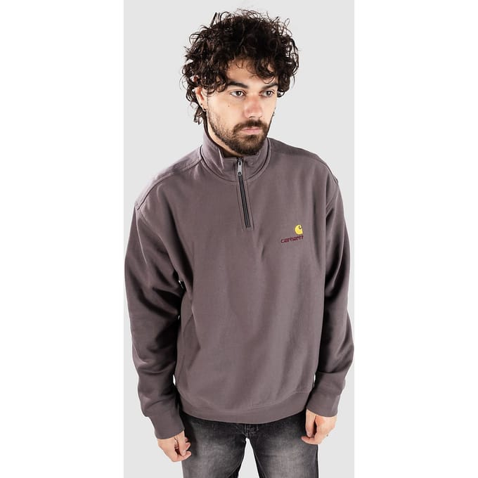 Carhartt WIP Half Zip American Script Half-Zip Sweater grijs