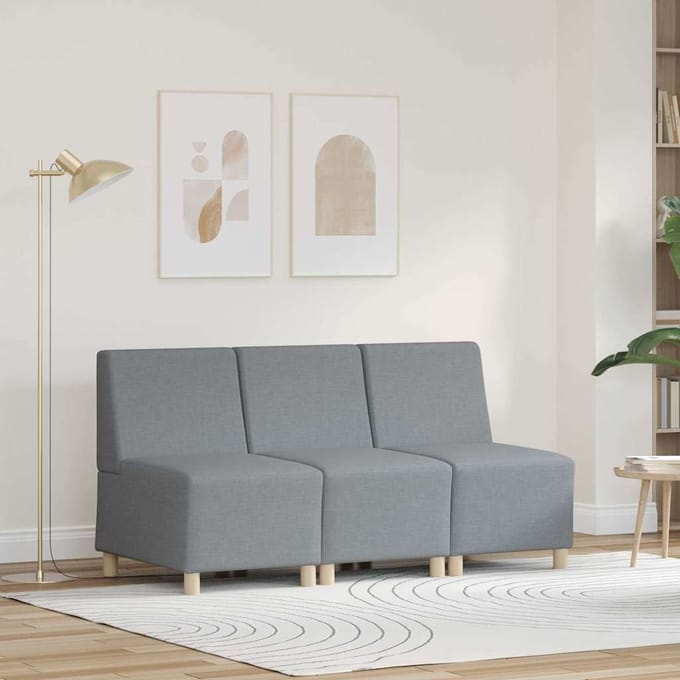 vidaXL - Modulaire - Sofa - Eenheid - Armless - 3 - st - Lichtgrijs - Stof