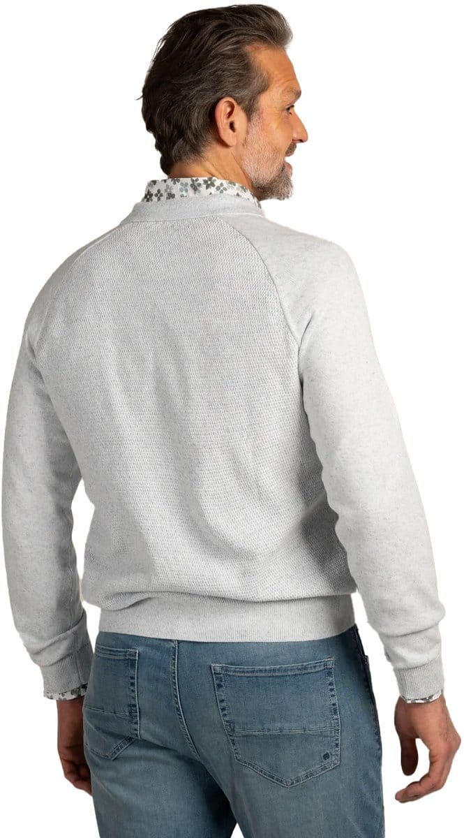 trui New Zealand lichtblauw polokraag normale fit gebreid
