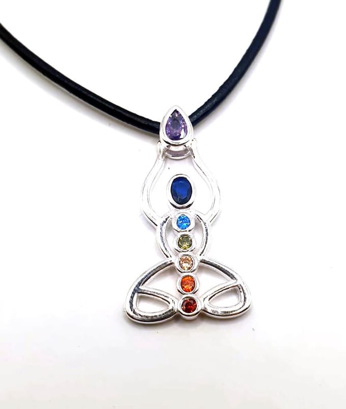 Zilveren meditatie chakra hanger(30344V)