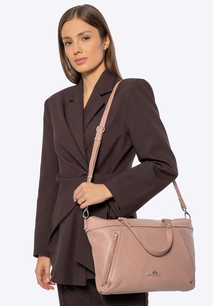 Wittchen Dames 15" Leren Laptoptas met Kwastje, Beige, Natuurlijk Leer