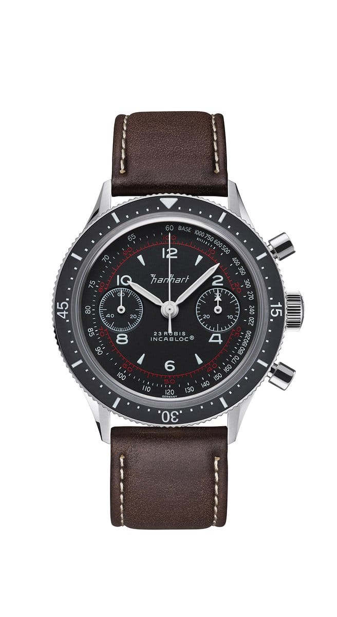 Hanhart 415 ES Pure - Horloge - Lederband donkerbruin - bruin - 39 mm