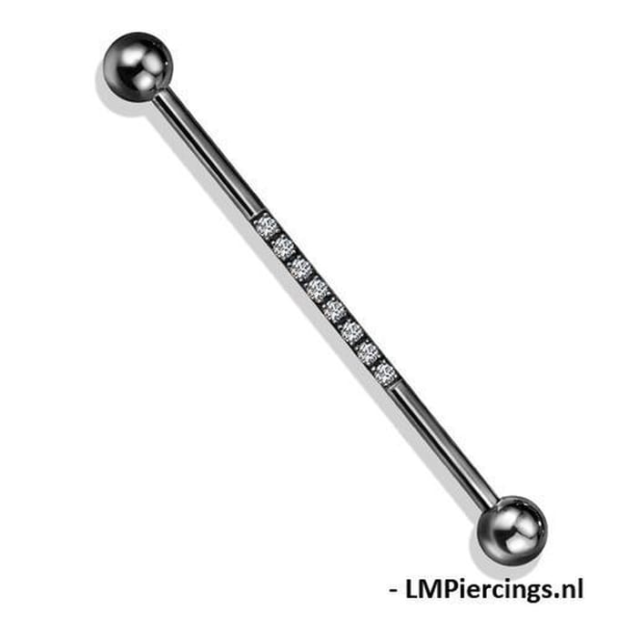 Industrial piercing PVD CNC prong-set - zwart - LMPiercings