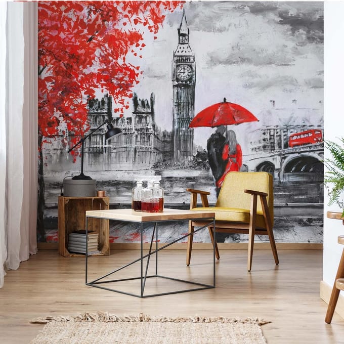 Fotobehang - Vlies Behang - Schilderij van Londen - Kunst - 416 x 290 cm