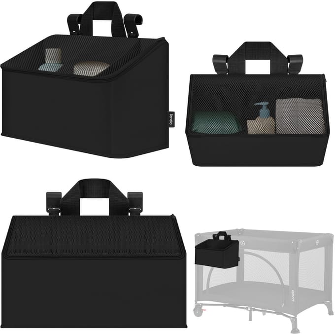 Lionelo Sidepocket Medium – Bedside Pocket Wiegorganizer 43×15×23 cm – 3 ritsvakken & handvat – Voor reisbed, co-sleeper & box – Verstevigd, multifunctioneel & afneembaar