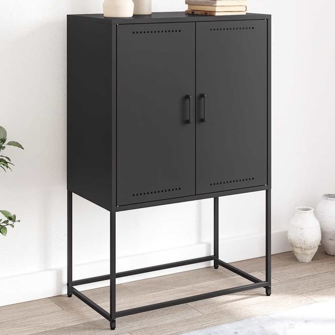 vidaXL - Hoge - kast - 68,5x38,5x107 - cm - staal - zwart