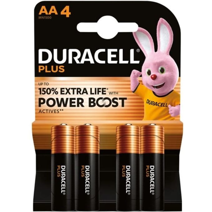 DURACELL® batterijen Plus, Mignon AA, 1,5 V, 4 stuks