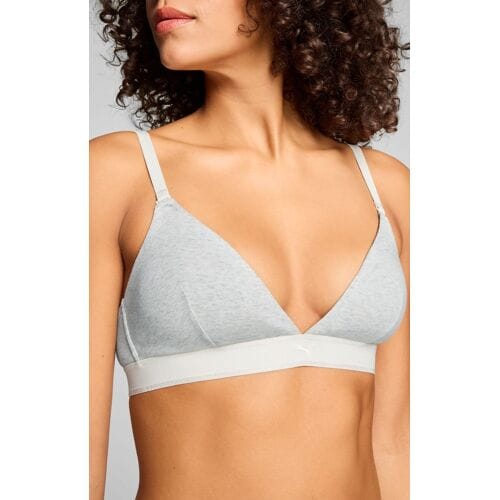 Puma - Dames - Sport Triangel Bralette - 3D Knit - Light Grey Melange - Maat XXL