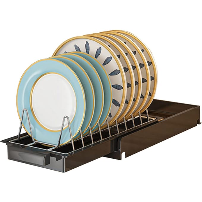 Uittrekbare Kastorganizer RVS Multifunctionele Uitschuifbare Planken voor Borden Keuken Black gray