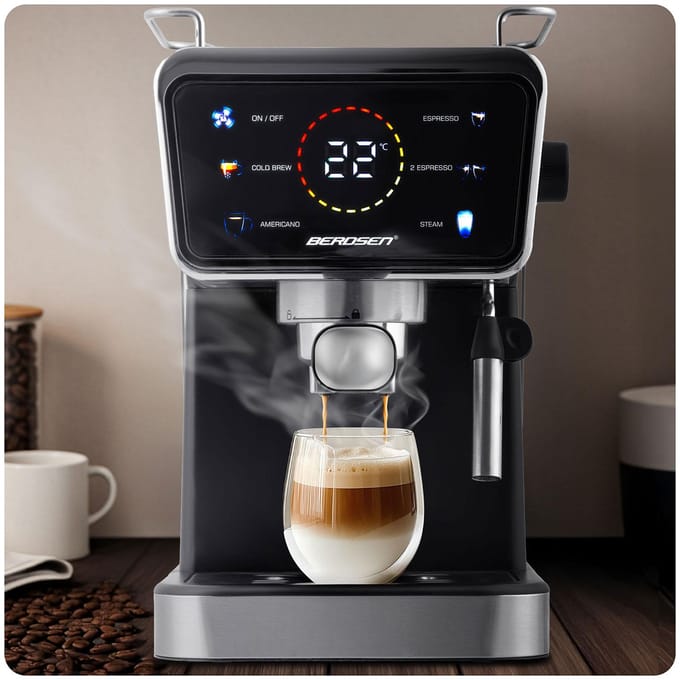 Espressomachine met portafilter 20 bar Berdsen BD-771 zwart