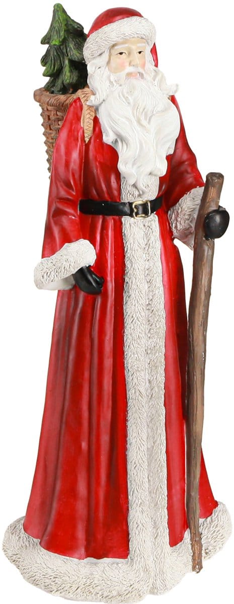 Kerstmanfiguur met mand rood wit groen goud H36cm