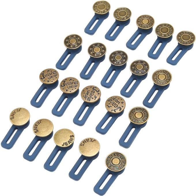 20 PCS Boucle de Taille DIY Fabrication Réglable Détachable Forme Ronde Alliage Silicone Petit Portable Pantalon gray