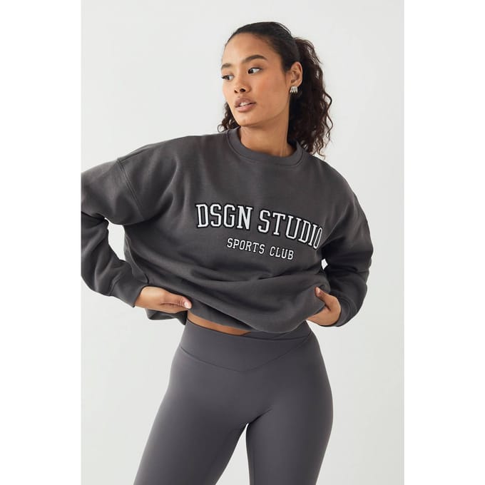 Dames DSGN Studio Applique Oversized Sweatshirt | Houtskool | Maat: Large