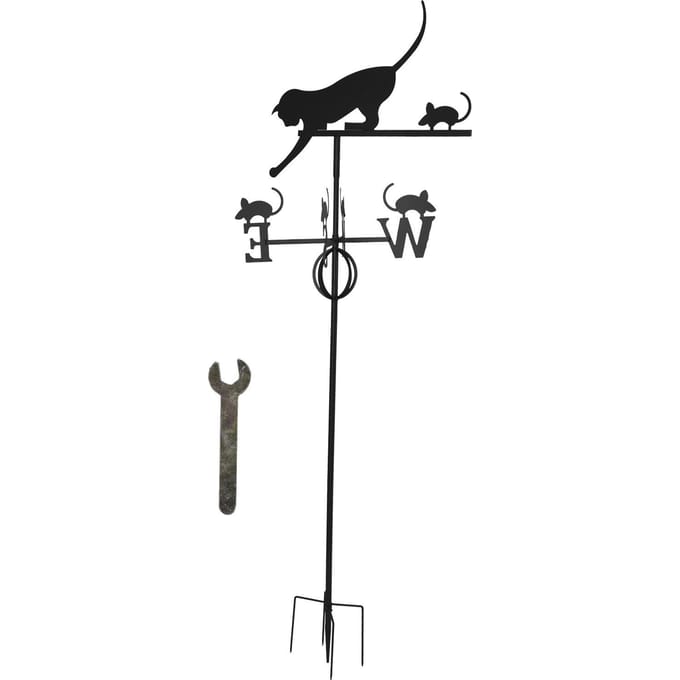 Kat Muis Windwijzer Windrichtingaanwijzer Smeedijzeren Tuinwindwijzer voor Binnenplaatsdecoratie black