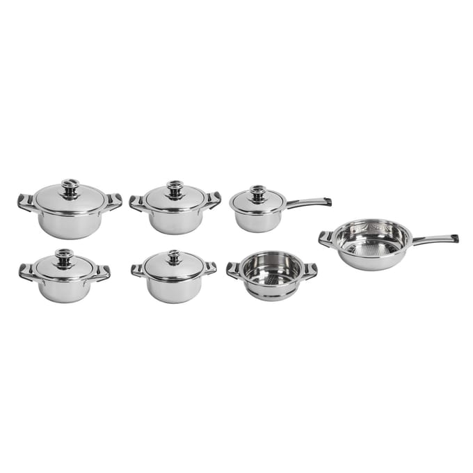 Batterie de Cuisine en Acier Inoxydable Conduction Uniforme de la Chaleur Casseroles Poêles Marmite Grille Vapeur Kit de Cuisine pour L white