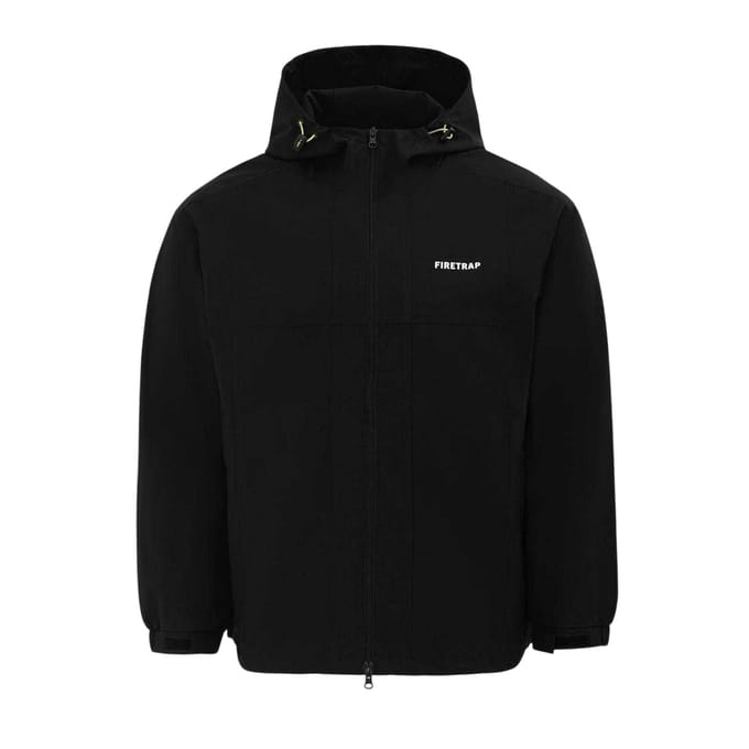 Firetrap Heren Lichtgewicht Jas met Capuchon (Zwart)